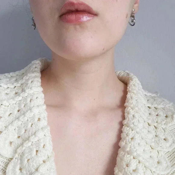 Silver chainmaille double hoop earrings - Picture 5 of 8